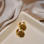 Gold + Studded Double Hoop Earrings