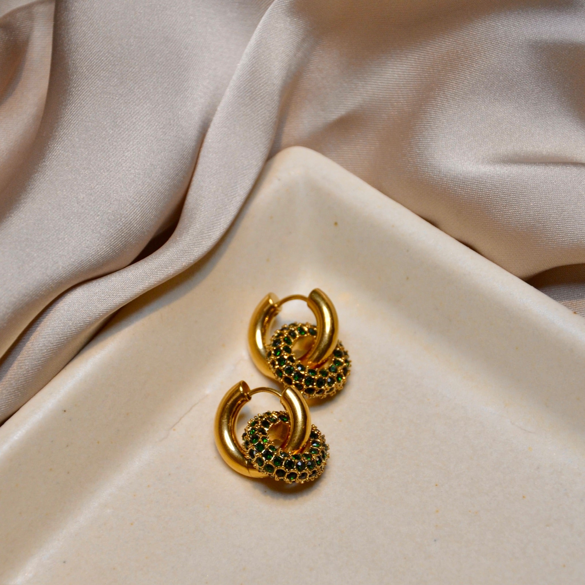 Gold + Studded Double Hoop Earrings