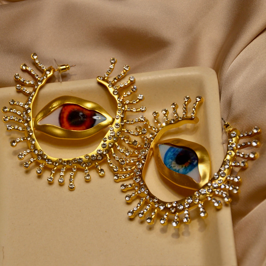 Evil Eye Circle Earrings