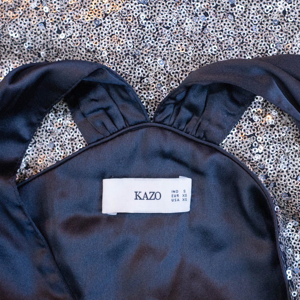 Kazo Sequin Party Top with Bow Detail