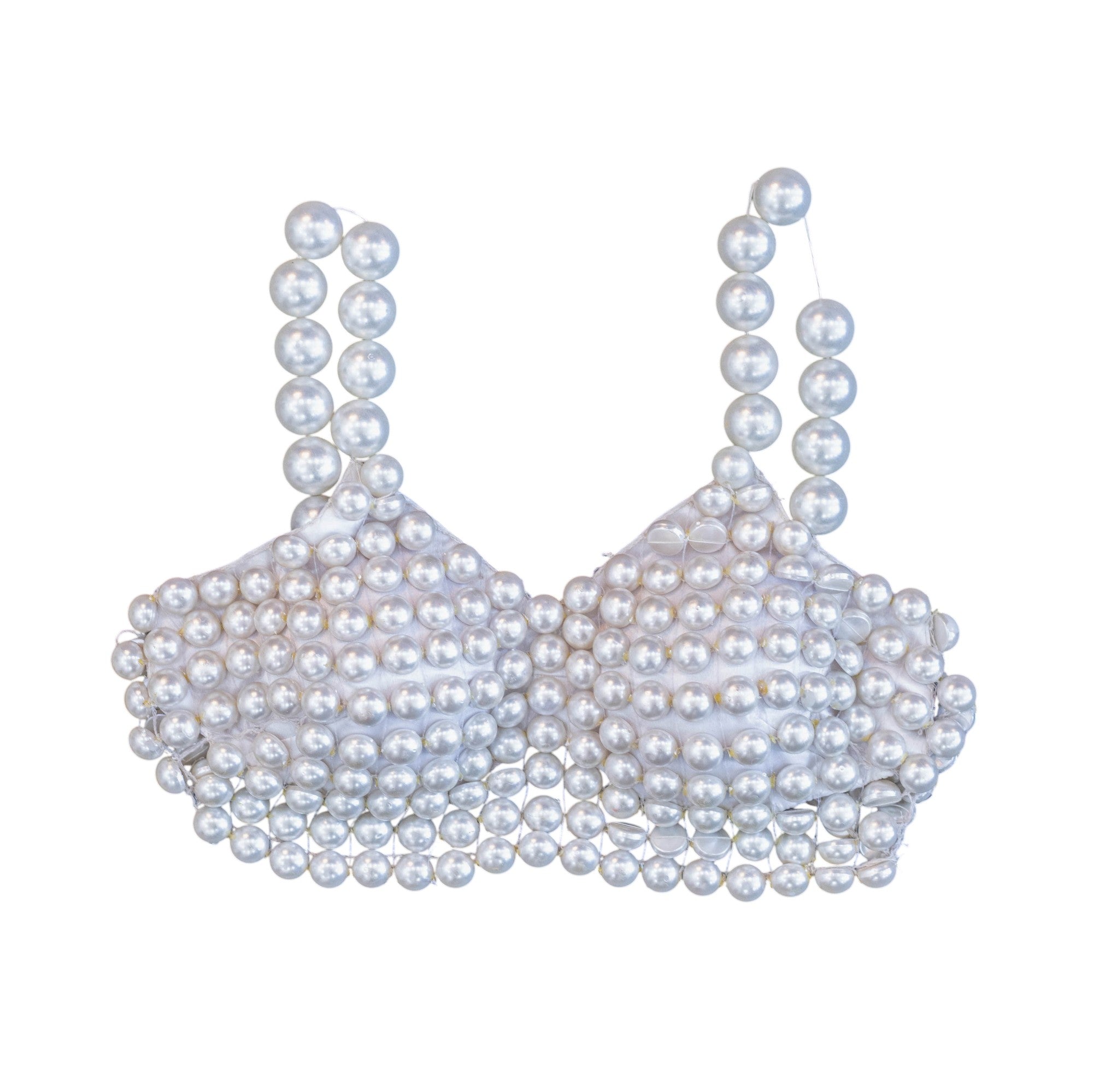 Miri Piri Hand-beaded Ivory Pearl Bralette Top