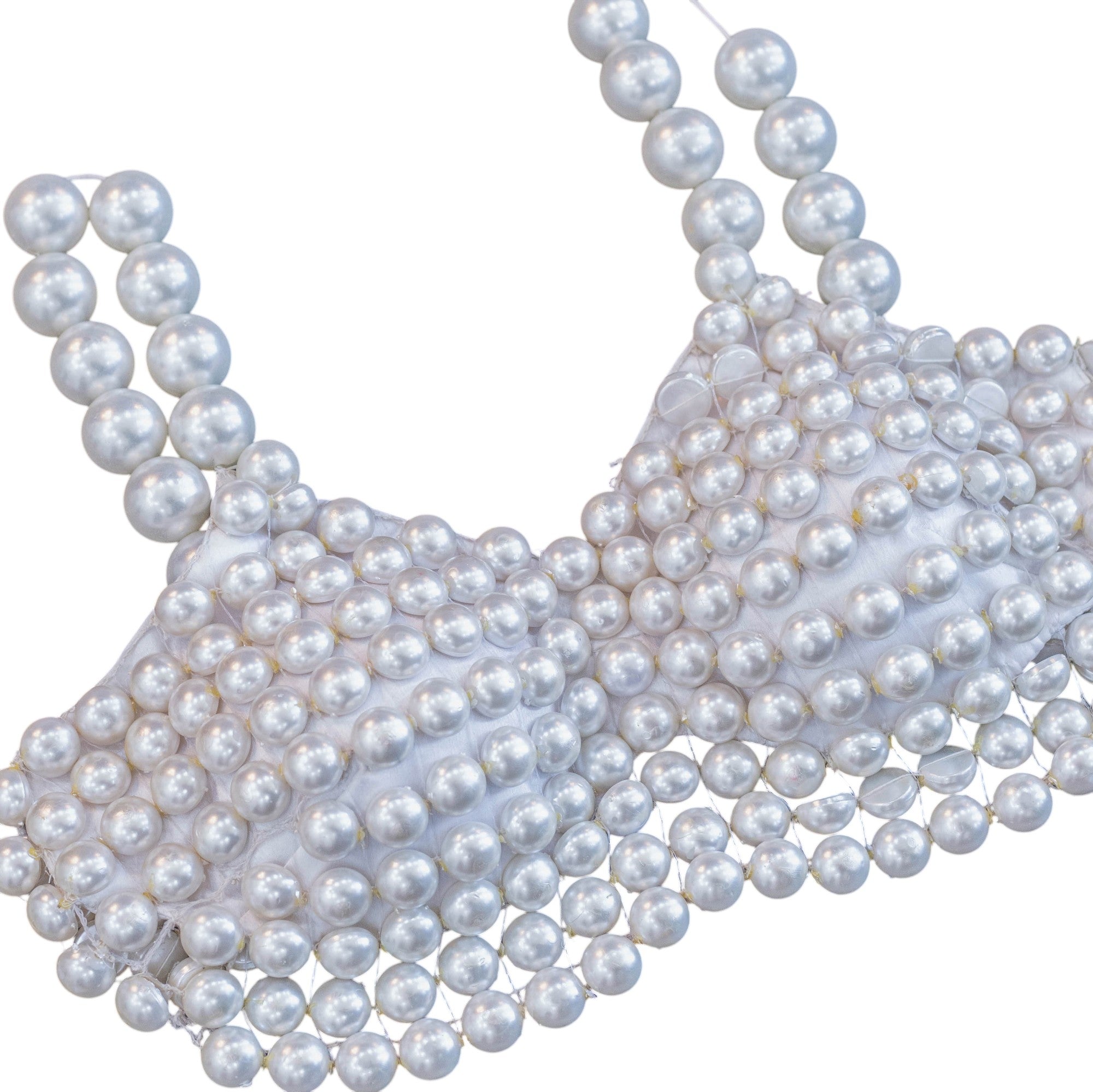 Miri Piri Hand-beaded Ivory Pearl Bralette Top