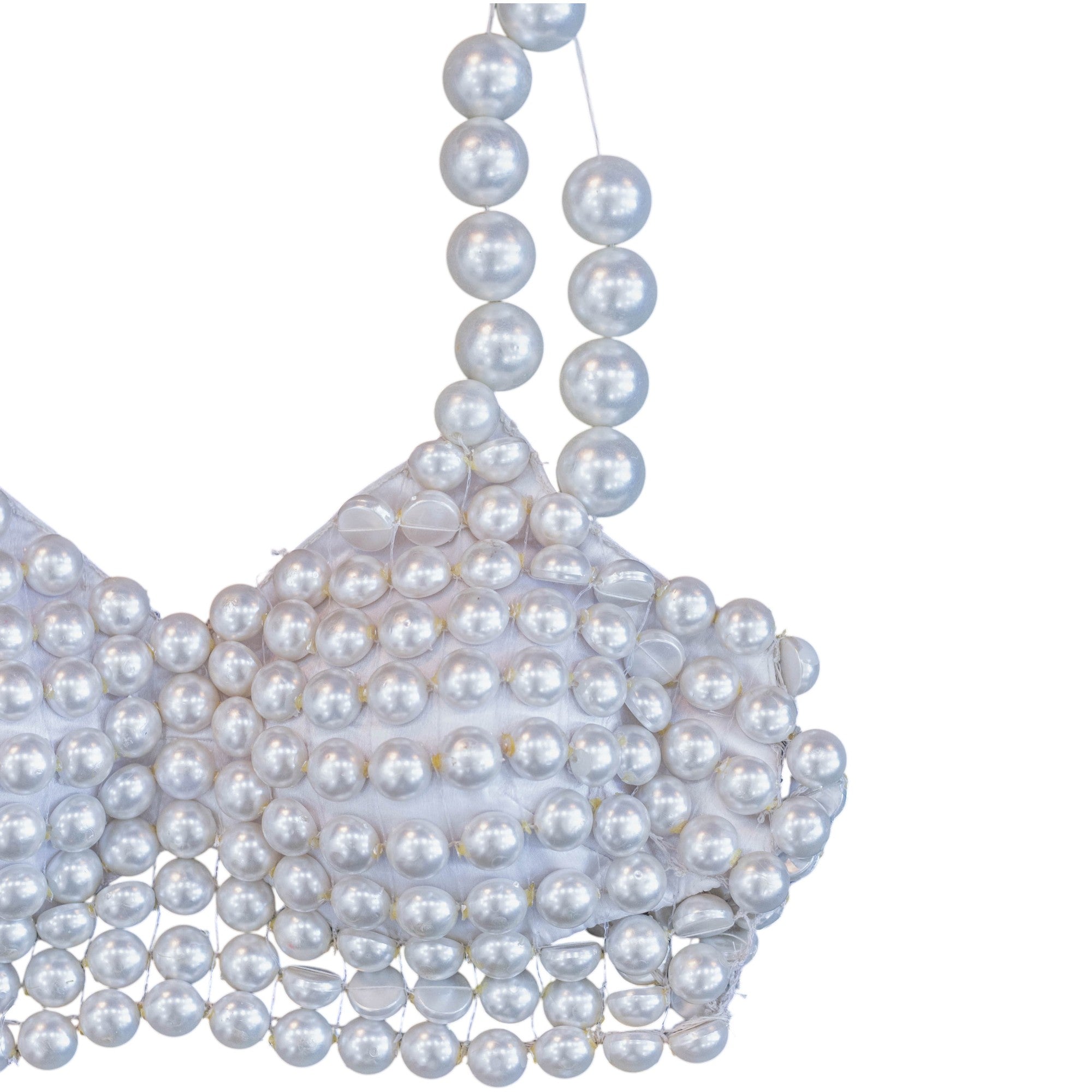 Miri Piri Hand-beaded Ivory Pearl Bralette Top