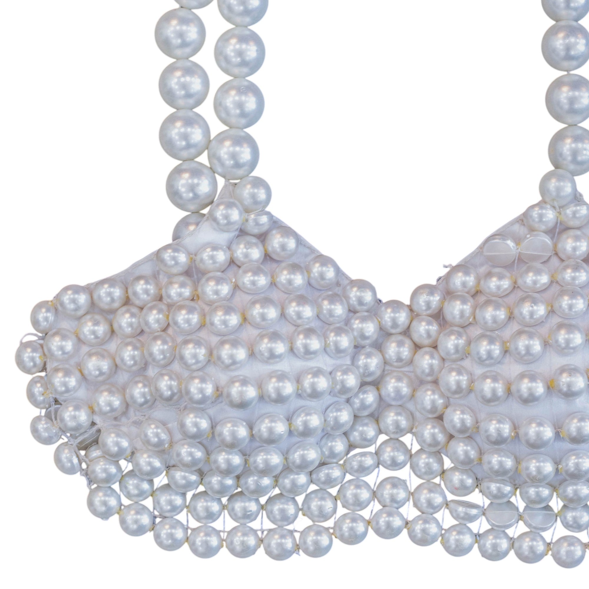 Miri Piri Hand-beaded Ivory Pearl Bralette Top