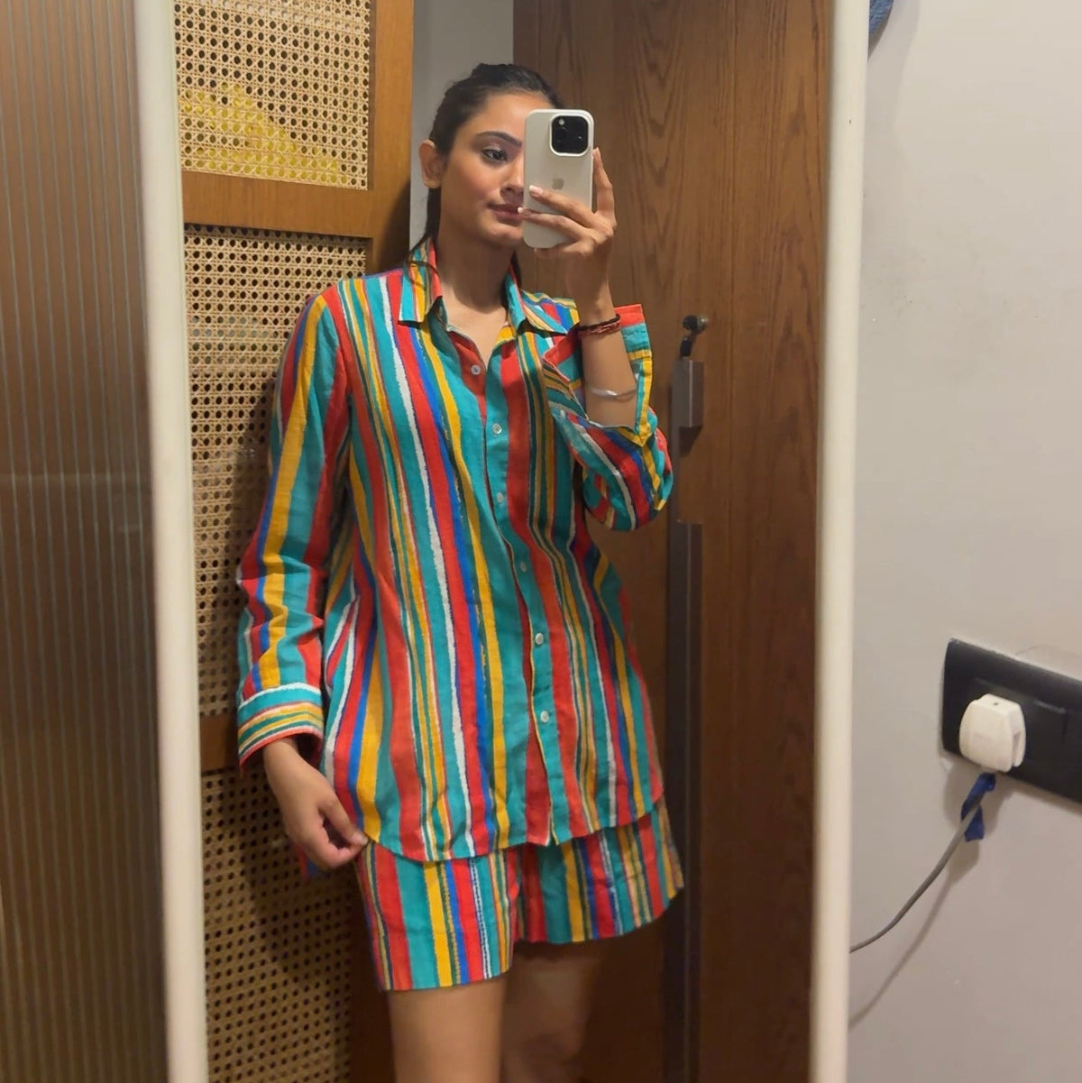 Studio Rigu Birch Shirt & Emroidered Shorts Co-ord Set