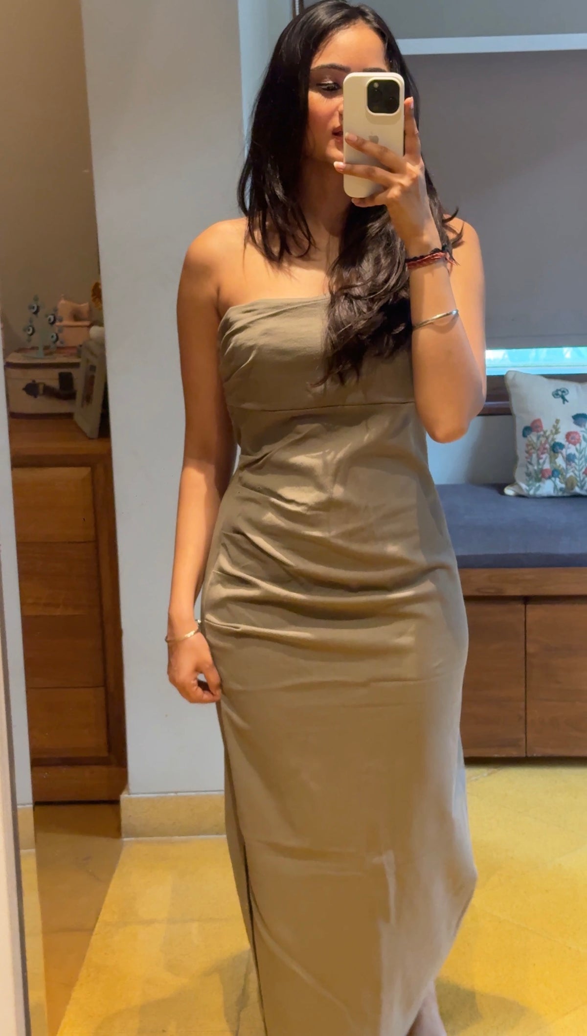 Zara Strapless Dress in Olive