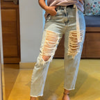Freakins Distressed Denim Jeans with Belt