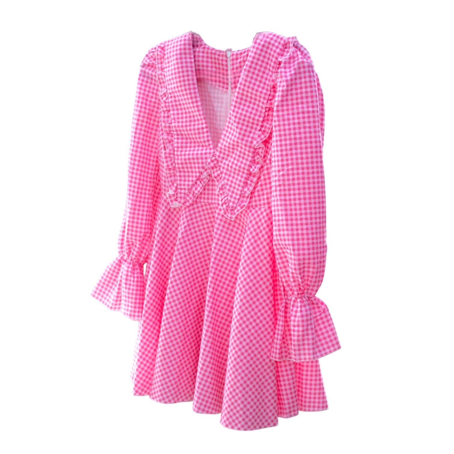 Fancy Pants Gingham Bell Sleeved Mini Dress