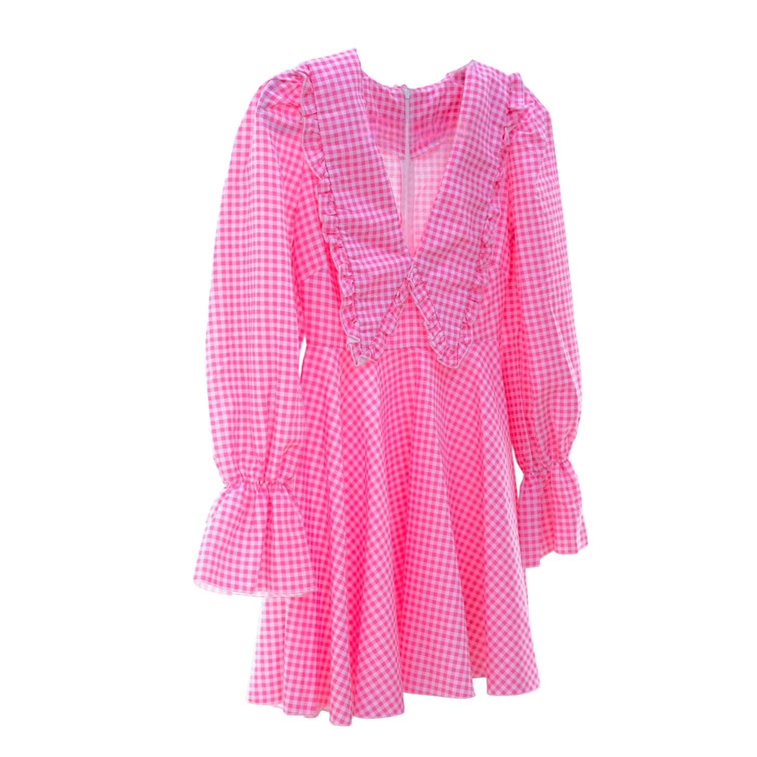 Fancy Pants Gingham Bell Sleeved Mini Dress