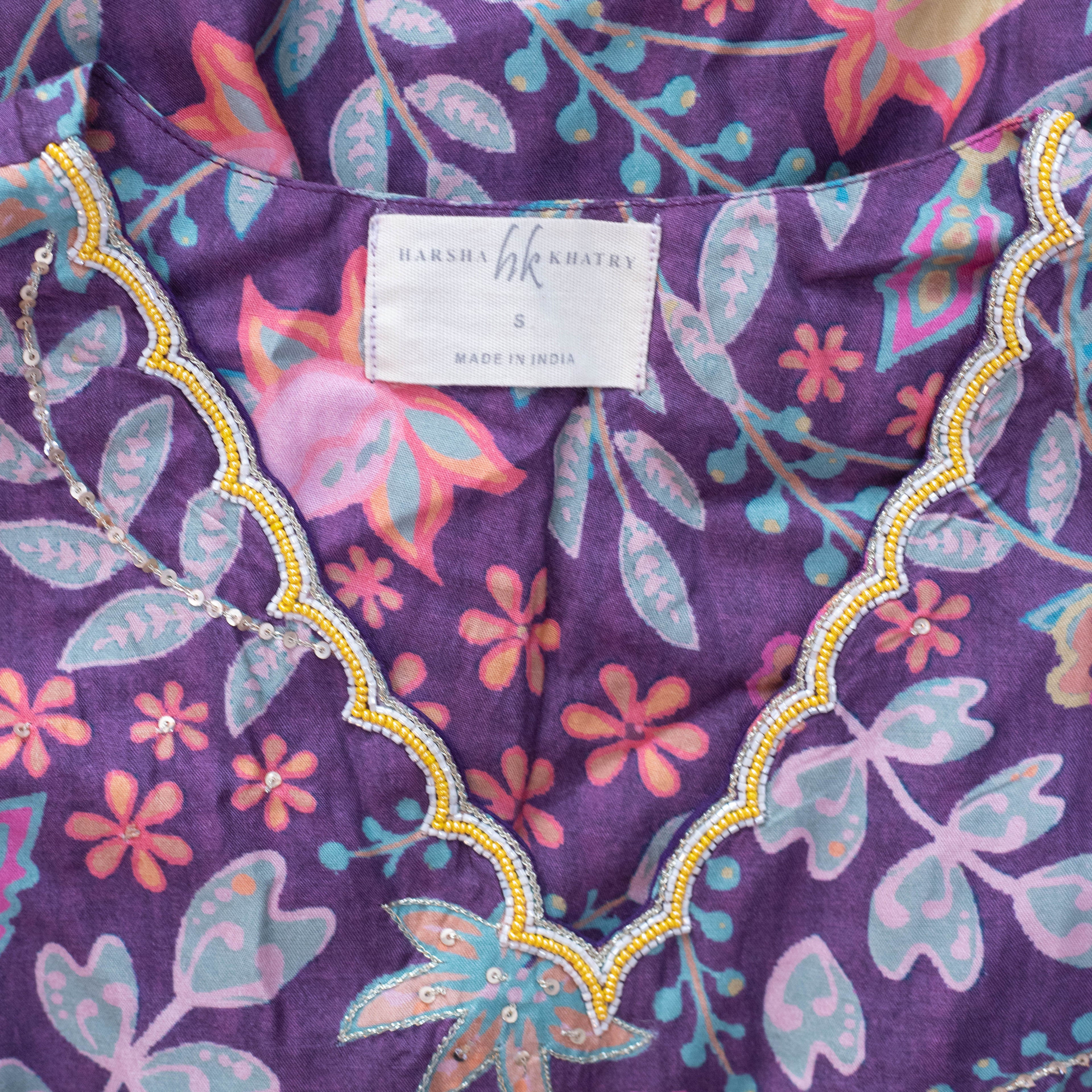 Harsha Khatry Purple Printed A Line Suit Set of 3