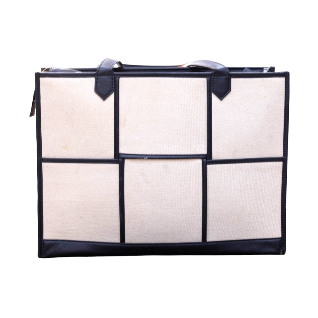 Hues Studio Beige & Black Ace Tote Bag