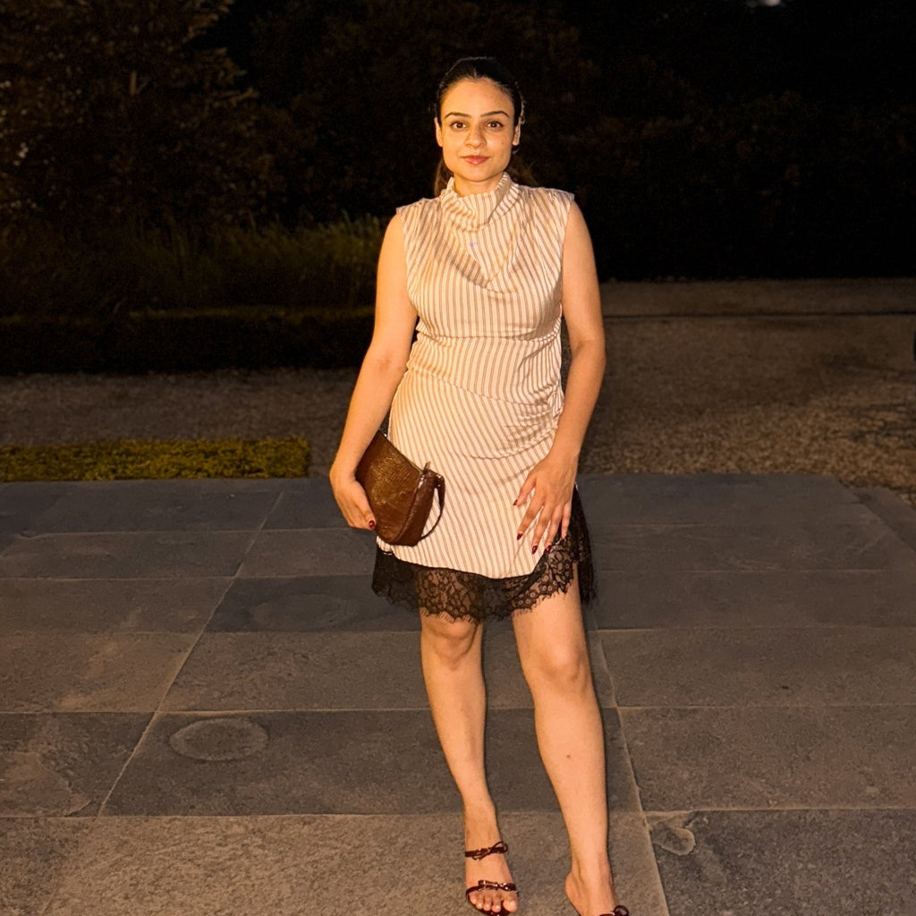 Zara Mini Striped Lace Dress