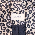 Promod Black & Beige Leopard Printed Longline Overcoat