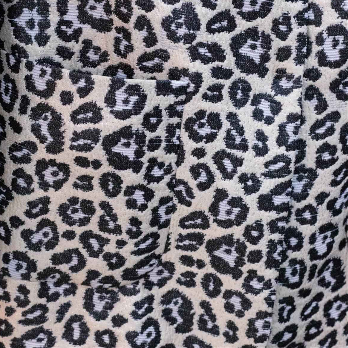 Promod Black & Beige Leopard Printed Longline Overcoat