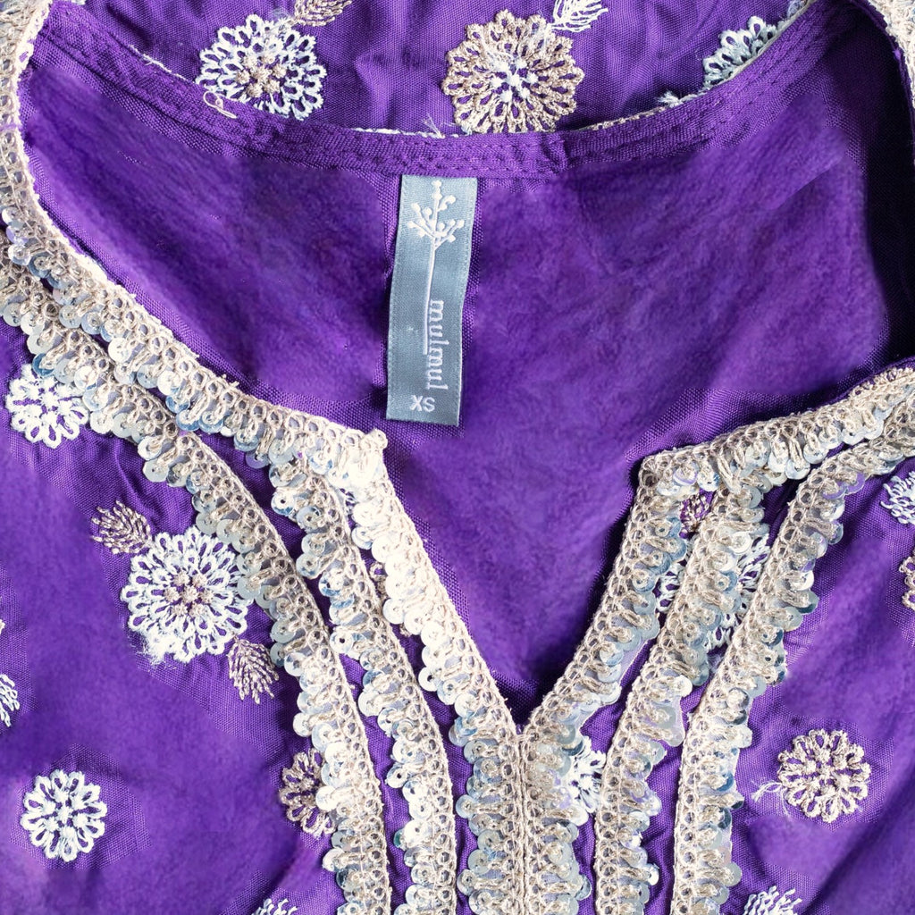 Mulmul Surkh Silk Purple Kurta with Lehenga Set