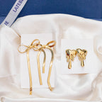 Pack of 2 Gold Bow & Heart Drip Earrings