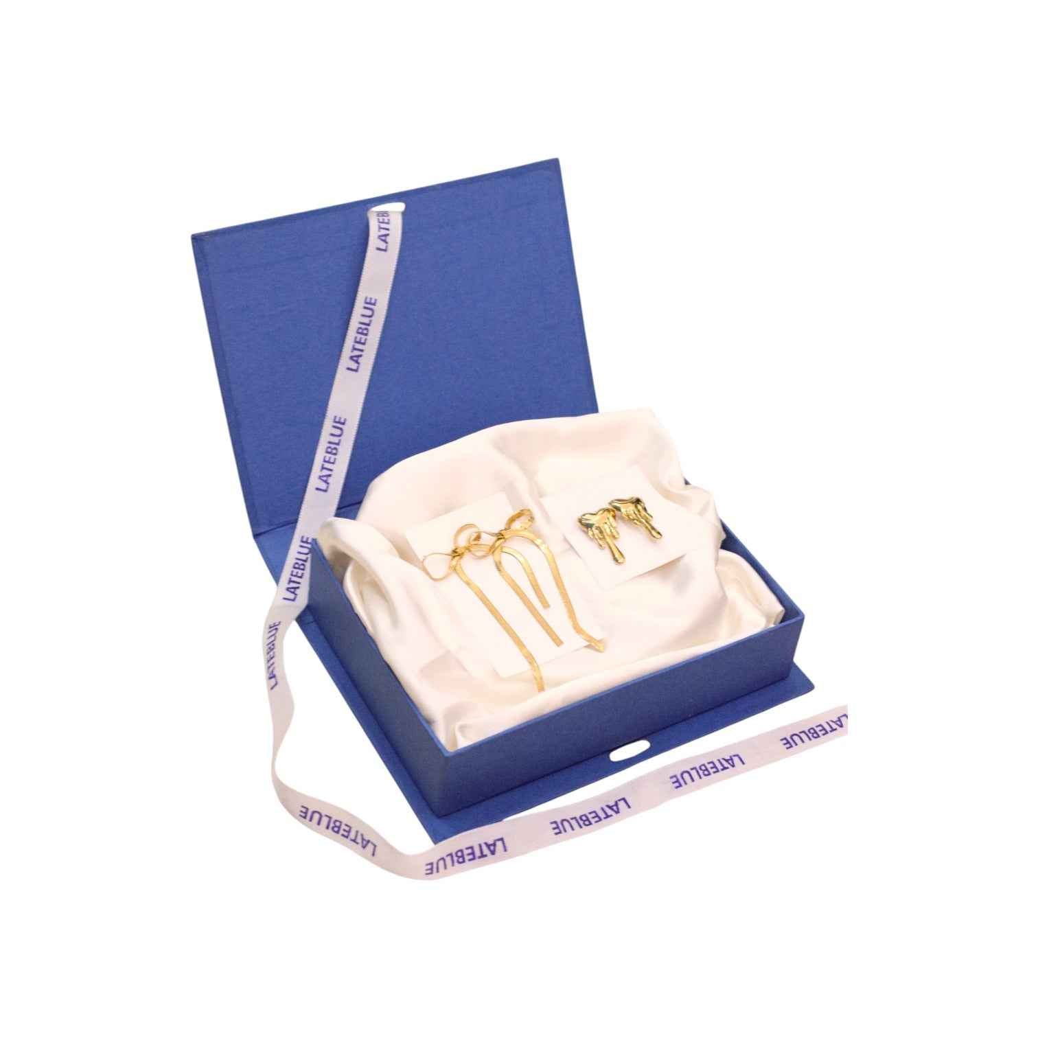 Pack of 2 Gold Bow & Heart Drip Earrings