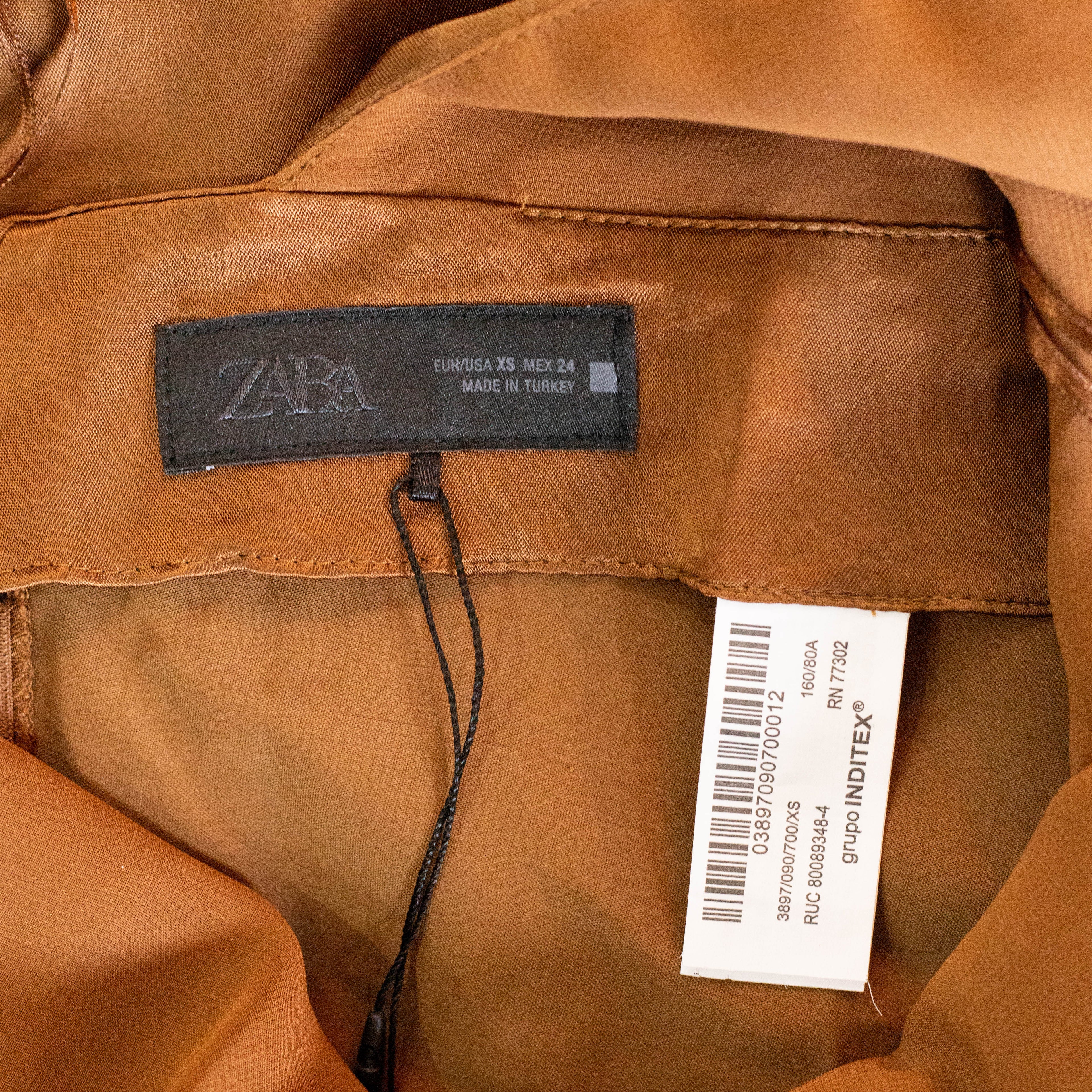 Zara Satin Halter Midi Dress in Brown