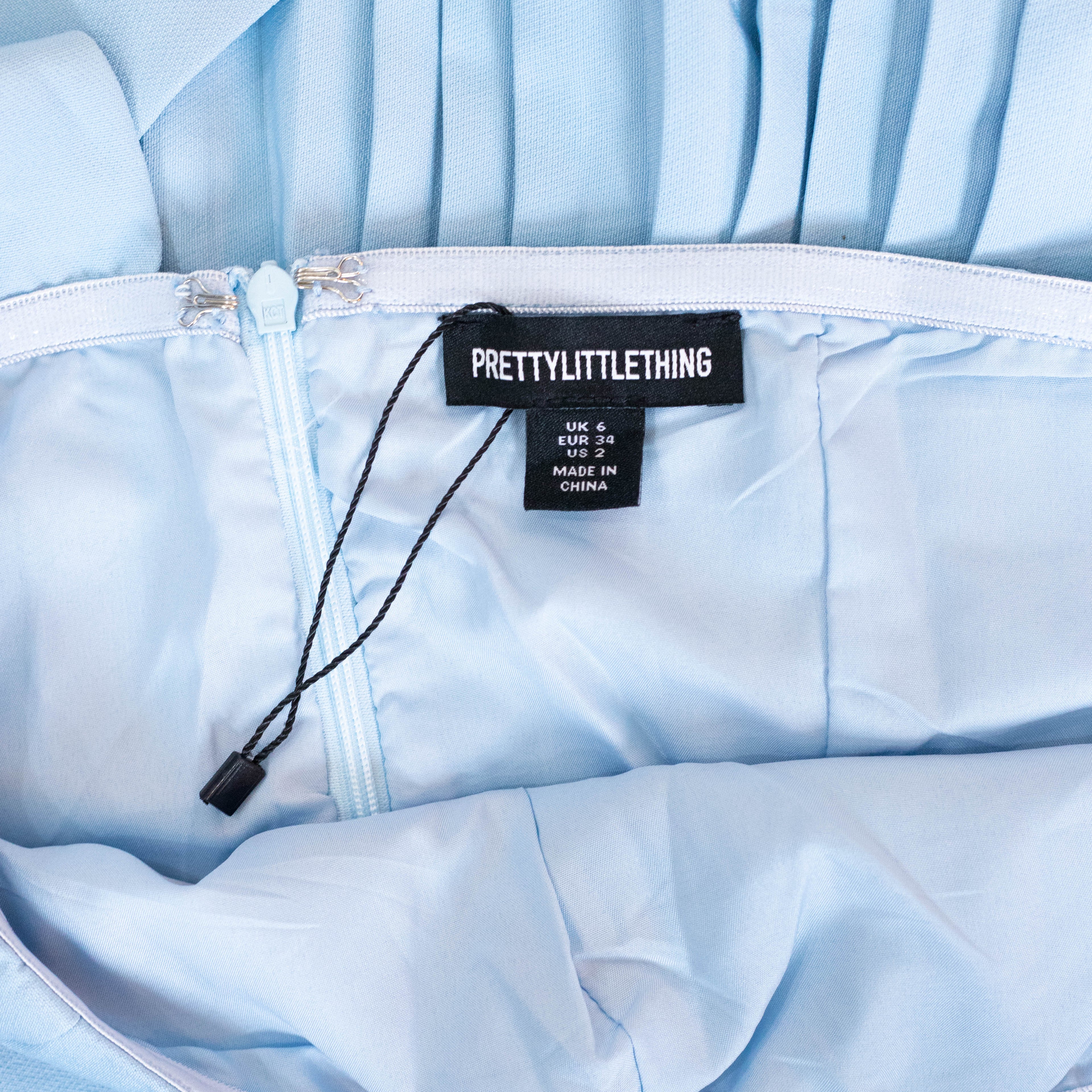 PrettyLittleThing Powder Blue Asymmetric Pleated Dress