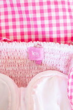 Lea Clothing Pink Gingham Fit-and-Flare Dress