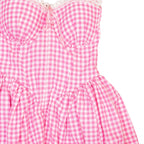 Lea Clothing Pink Gingham Fit-and-Flare Dress