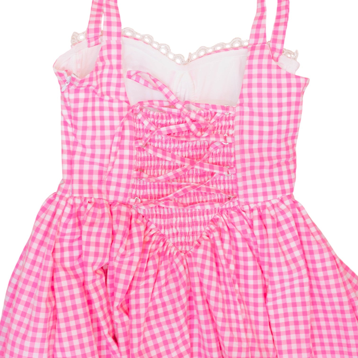 Lea Clothing Pink Gingham Fit-and-Flare Dress