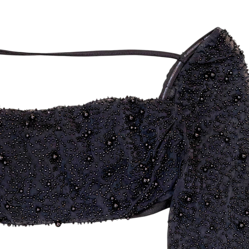 Oh Polly La Desirade Embellished Cowl Neck Crop Top