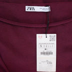 Zara Wine Ruched Waist Details Dress