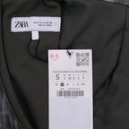 Zara Olive Printed Ruched Mini Dress