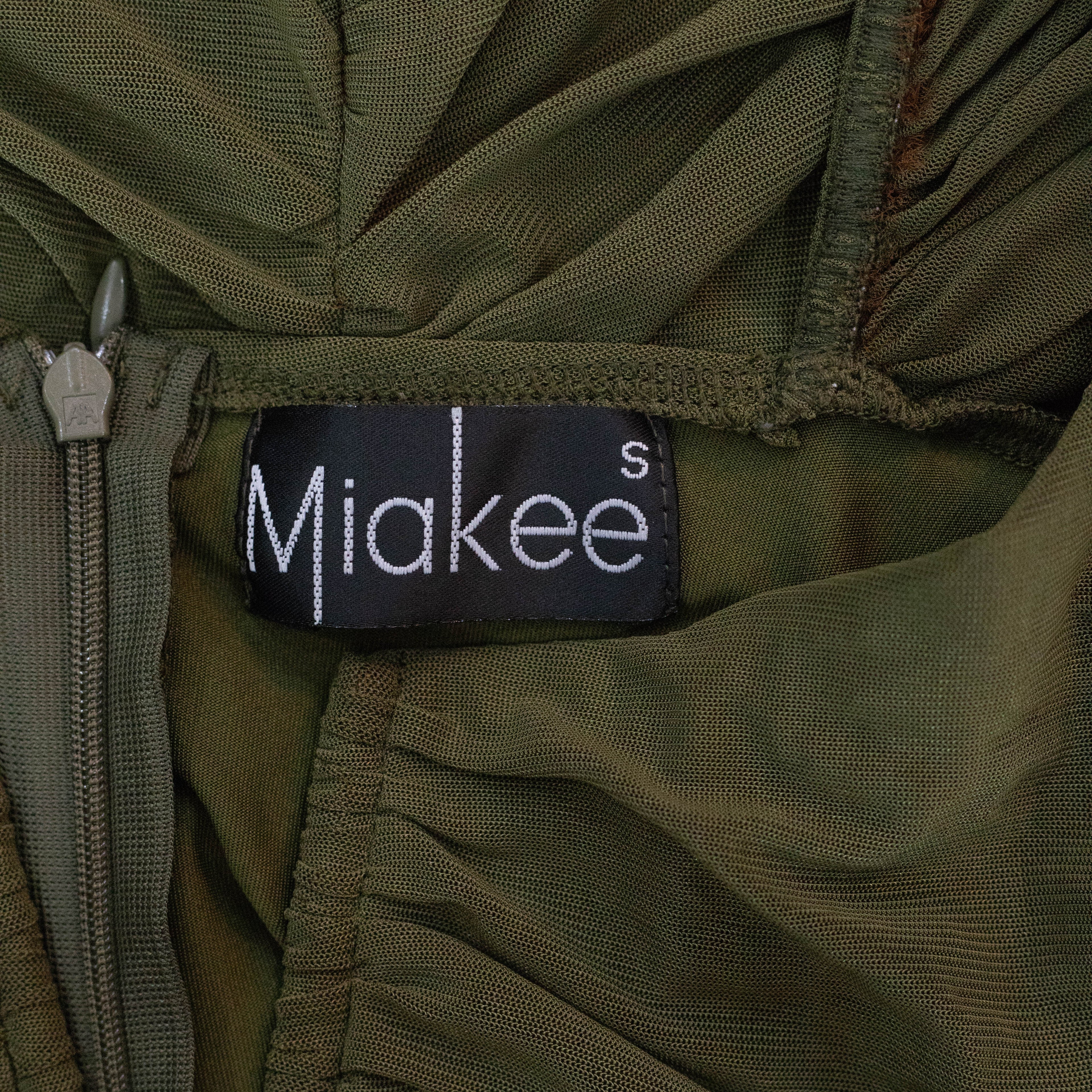 Miakee Olive Ruched Full Sleeve Mini Dress