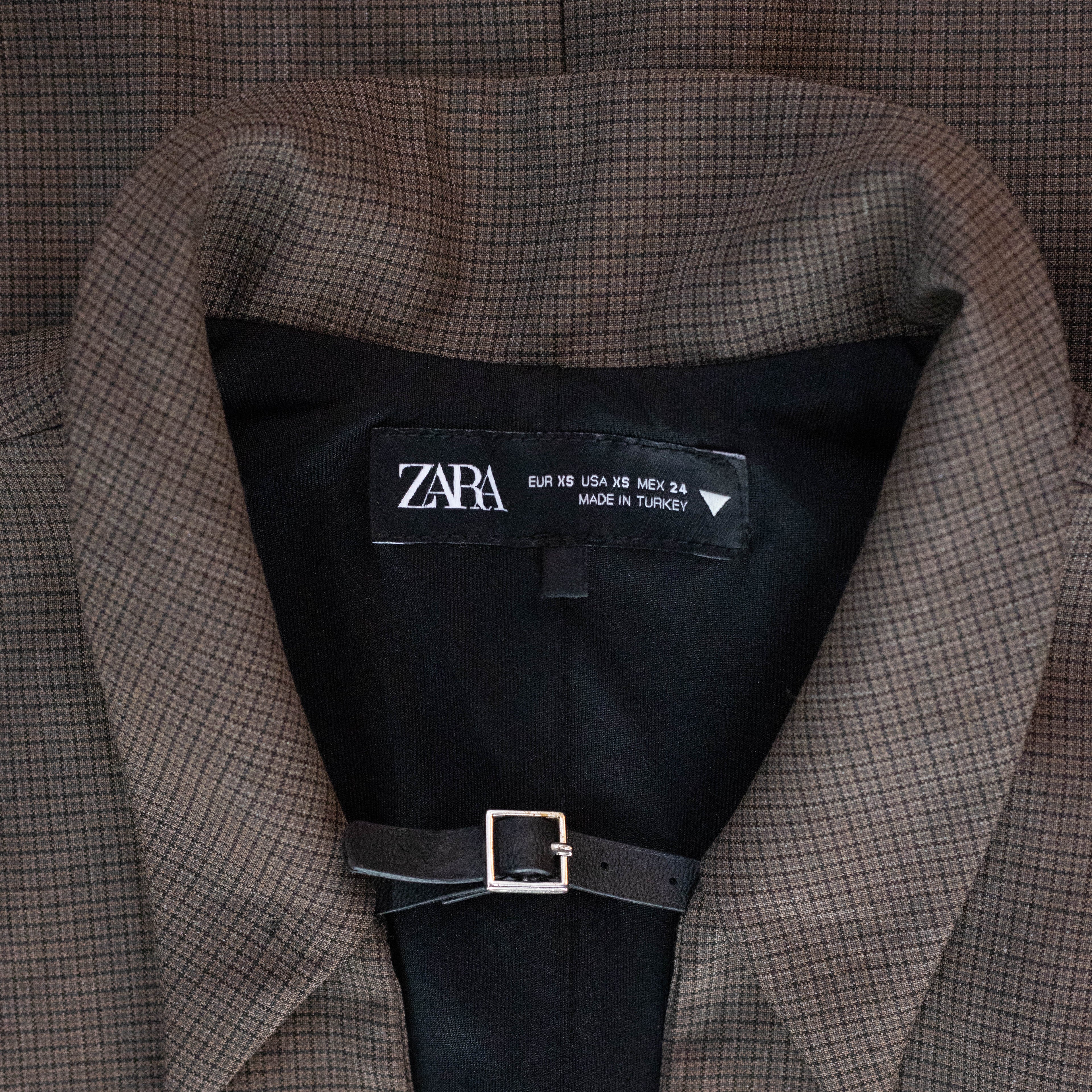 Zara Brown Tailored Formal Collar Mini Dress