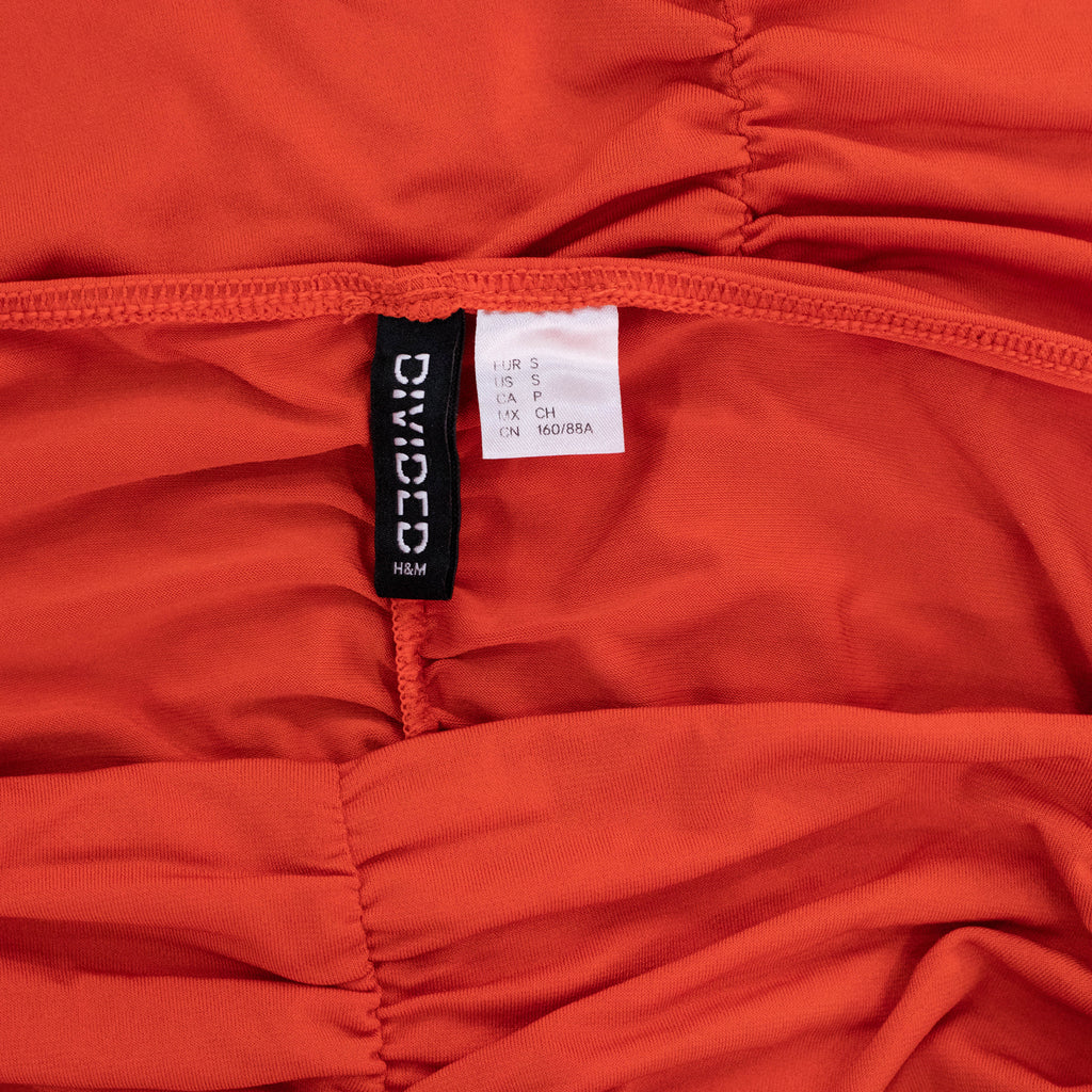 H&M Red Ruched Bubble Hem Mini Dress