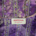 Awigna Purple Net & Organza Printed Embellished Lehenga Set of 3