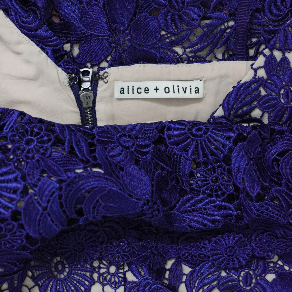 Alice + Olivia Florrie Ruffle Lace Midi Dress