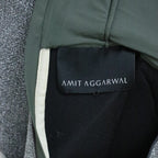 Amit Aggarwal Olive Green Halter Metallic Asymmetric Dress