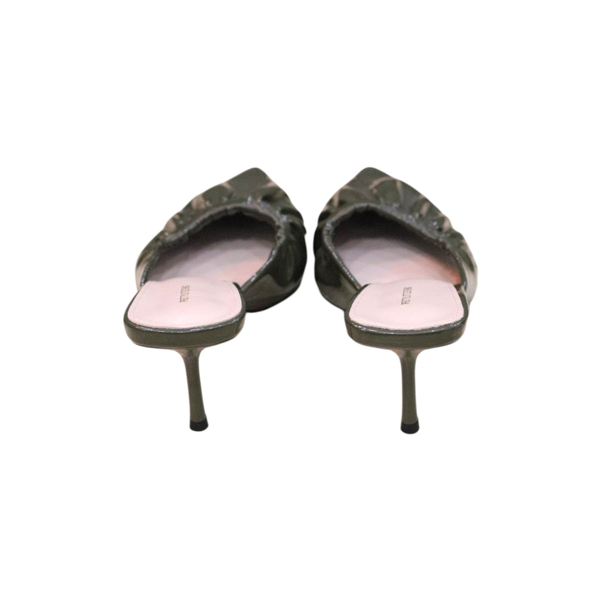 Pretty Little Thing Olive Ruched Low Heel Court Mule