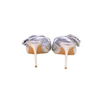 Pretty Little Thing Silver Point Toe Half Bow Heeled Mules