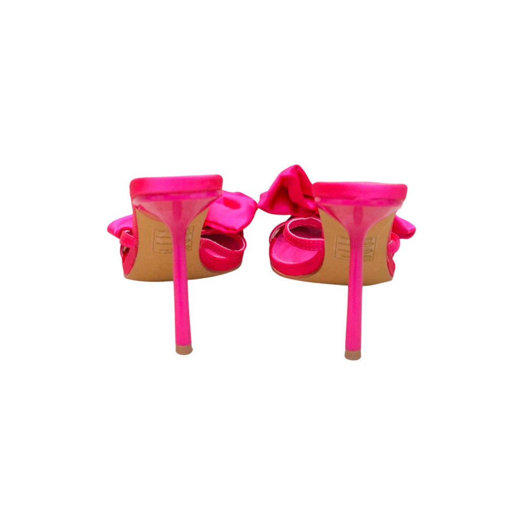 Pretty Little Thing Hot Pink Satin Bow Mules