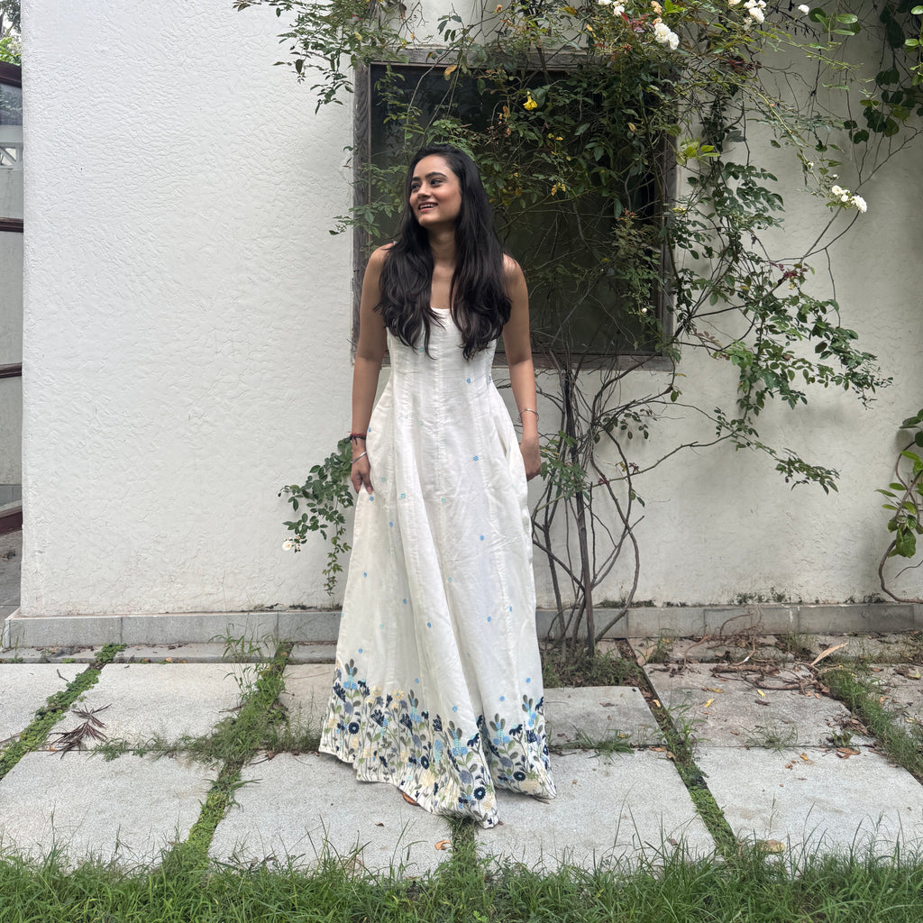 Afwah Elodie Embroidered Long Dress
