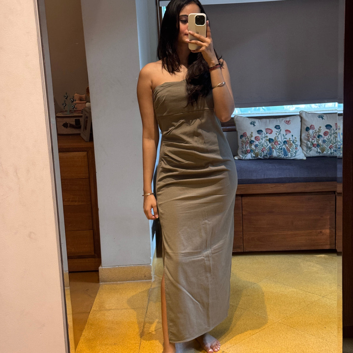 Zara Strapless Dress in Olive