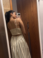 Newme Strappy Fit Flare Back Cutout Maxi Dress