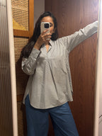 Uniqlo Striped Collar Tunic Blouse