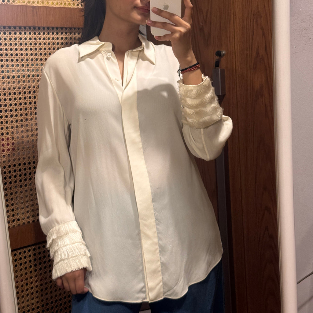 Massimo Dutti Flowing Shirt with Pleated Fringed Cuffs