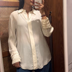 Massimo Dutti Flowing Shirt with Pleated Fringed Cuffs