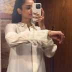 Massimo Dutti Flowing Shirt with Pleated Fringed Cuffs