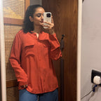 Massimo Dutti Mulberry Silk Blouse in Coral Red