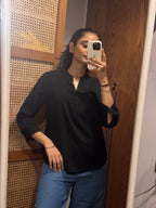 Uniqlo Black High Low Flowy Blouse