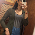 Uniqlo Olive Lightweight Open-Front Longline Cardigan