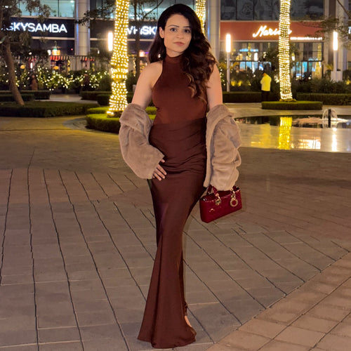 Miakee Coco Maxi Dress in Brown
