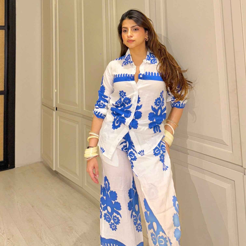 Vastra Maniaa Printed Baggy Co-ord Set for Women | Stylish Summer Wrap Palazzo Set